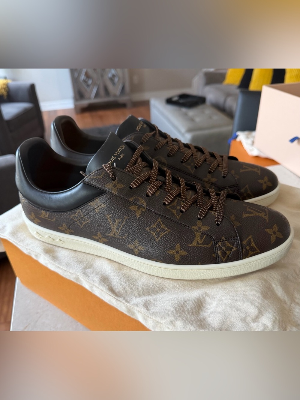 Louis Vuitton Luxembourg Brown Monogram Low-Top Sneakers with Ivory Sole